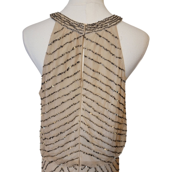 Adrianna Papell Beaded Halter Evening Gown Size 12 - Picture 7 of 8